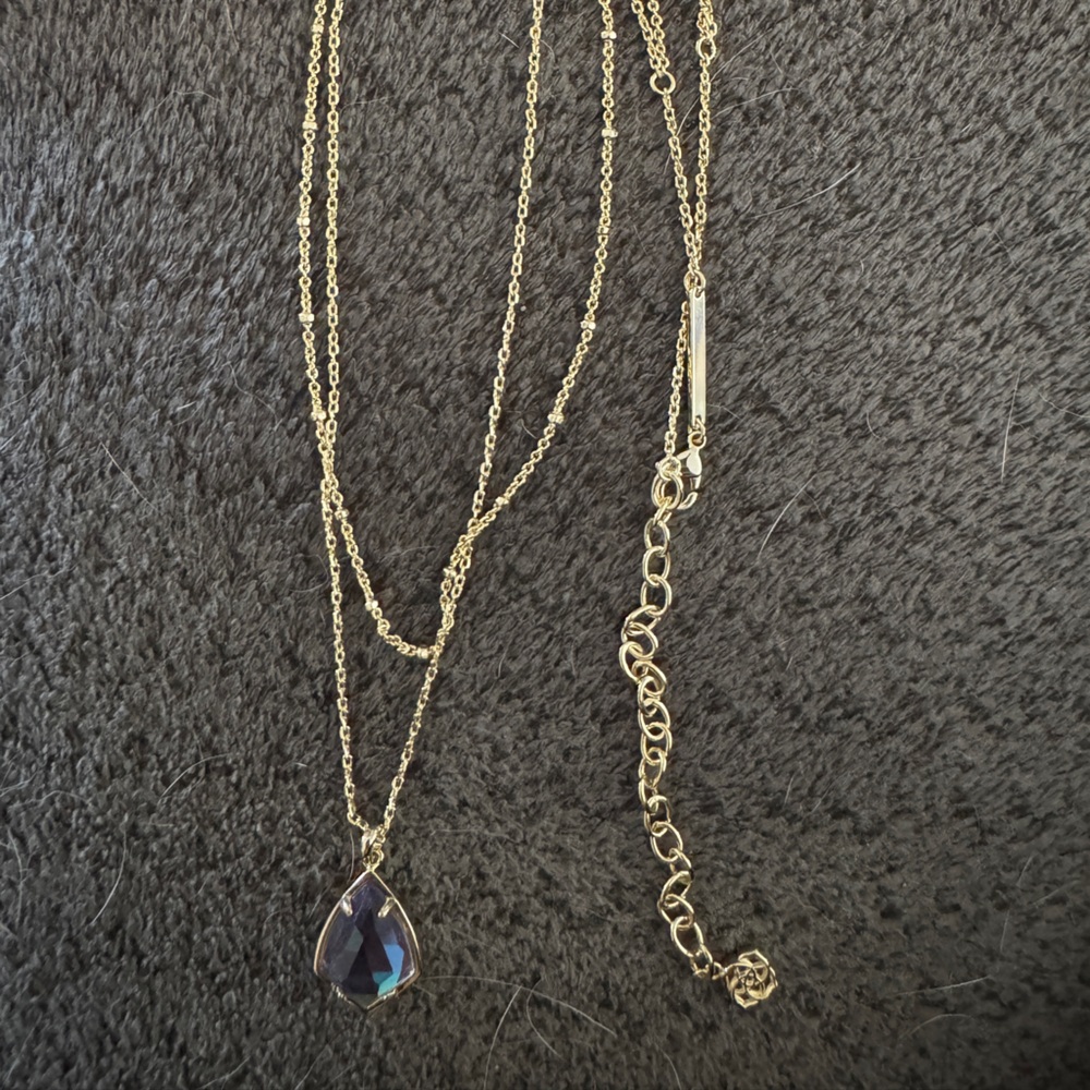 Kendra Scott Gold Layered Necklace with Dichroic Glass - 16”- 18” Length